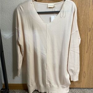 Women's V-Neck Cream Sweater